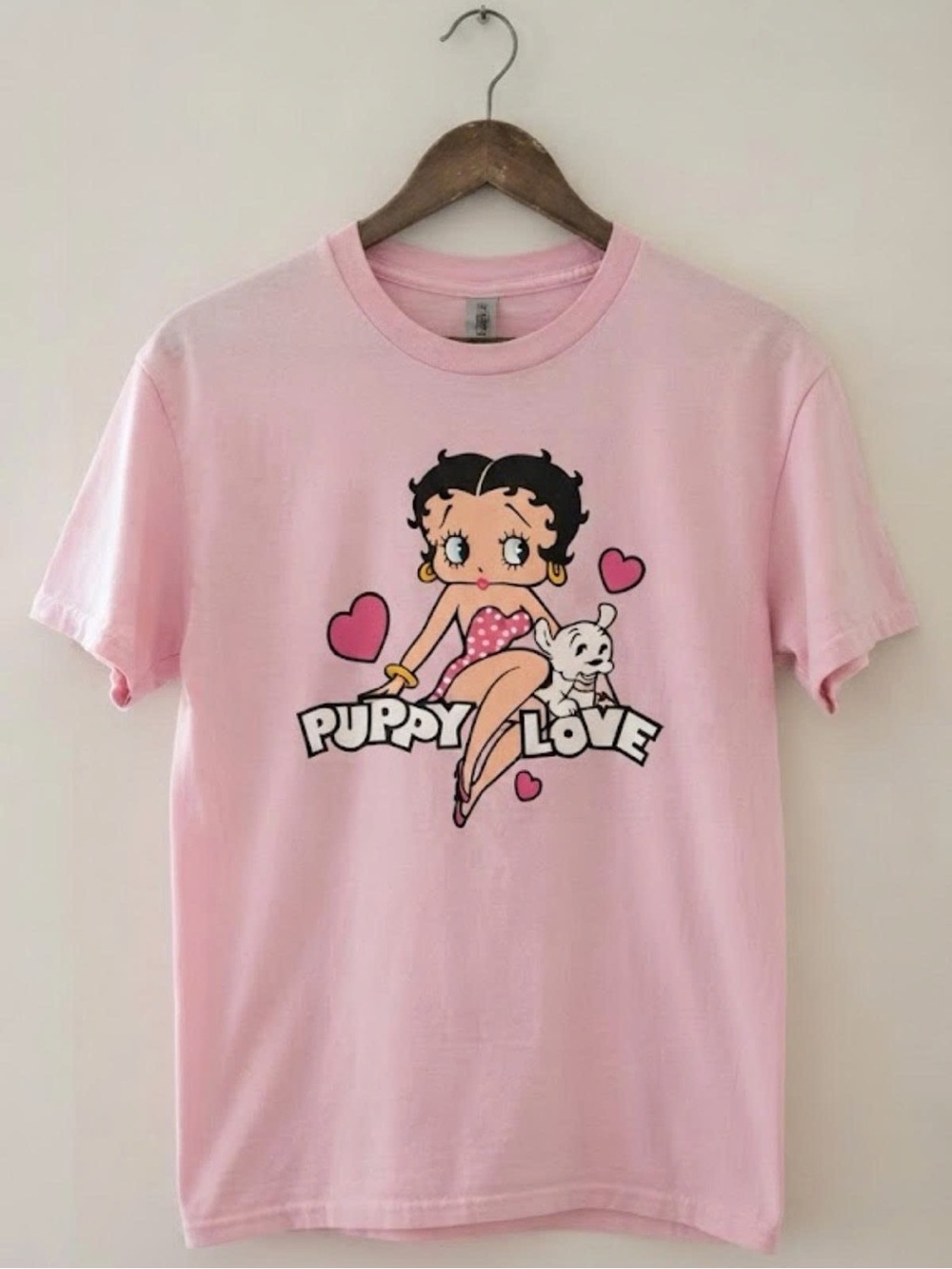 Gildan Pink Betty Boop Puppy Love Short Sleeve Tee | Unisex Shirt